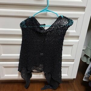 Crochet Knit black shawl